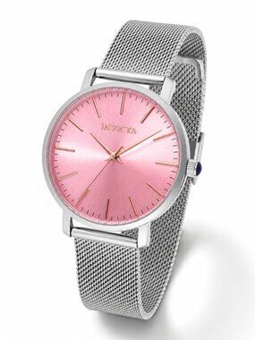 Invicta Angel Starlight 48843 Pink Dial Silver Mesh Watch 38mm NIB